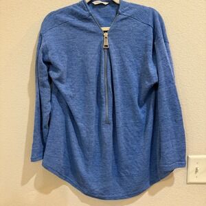 Soft‎ Surroundings Blue Pullover Top Long Sleeve Zipper Front Women's